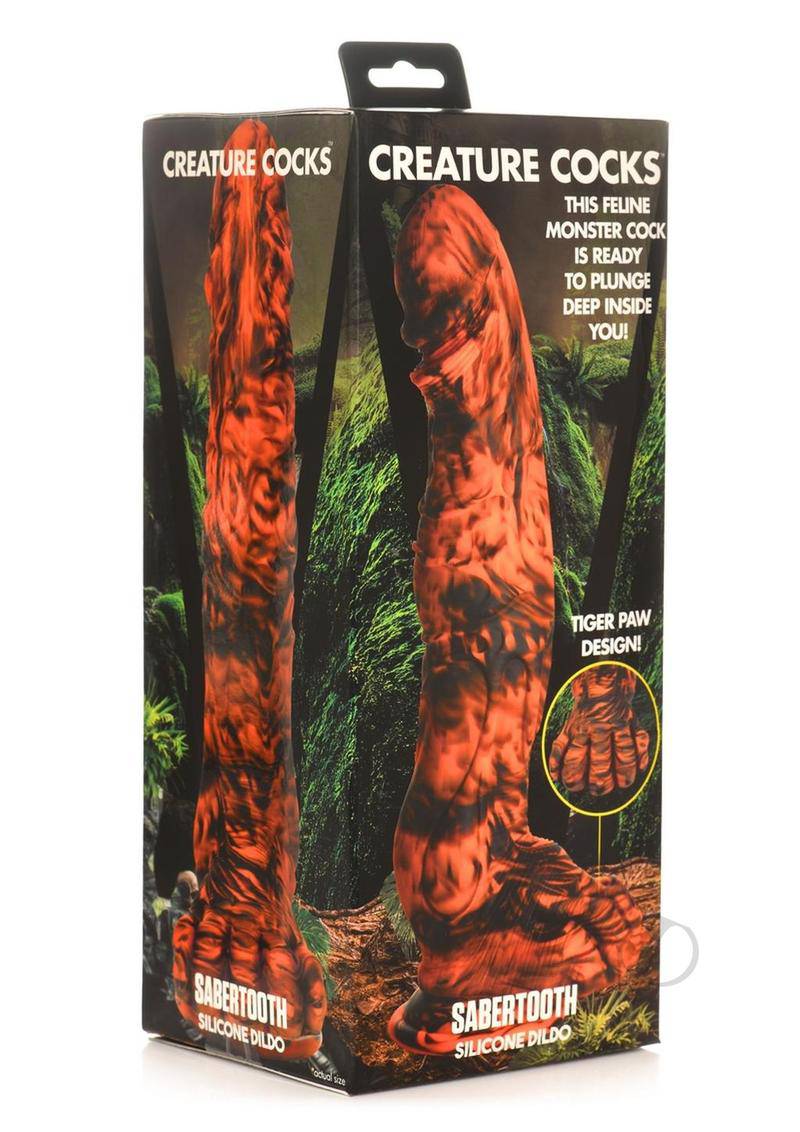 Creature Cocks Sabretooth Silicone Dildo - Orange/Black - Chambre Rouge