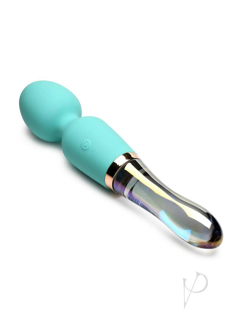 Prisms Vibra-Glass 10X Dual End Rechargeable Silicone Glass Wand - Turquoise - Chambre Rouge