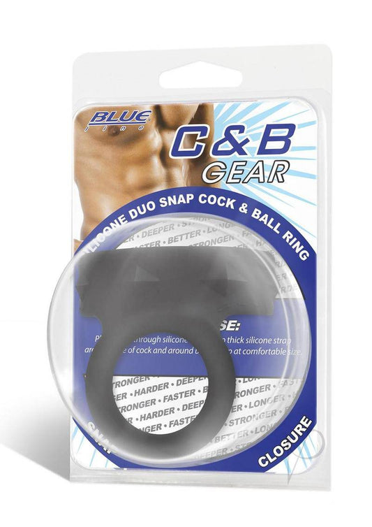Silicone Duo Snap Cock & Ball Ring - Black - Chambre Rouge