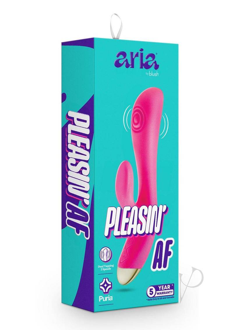 Aria Pleasin' AF Rechargeable Silicone Rabbit Vibrator - Fuchsia - Chambre Rouge