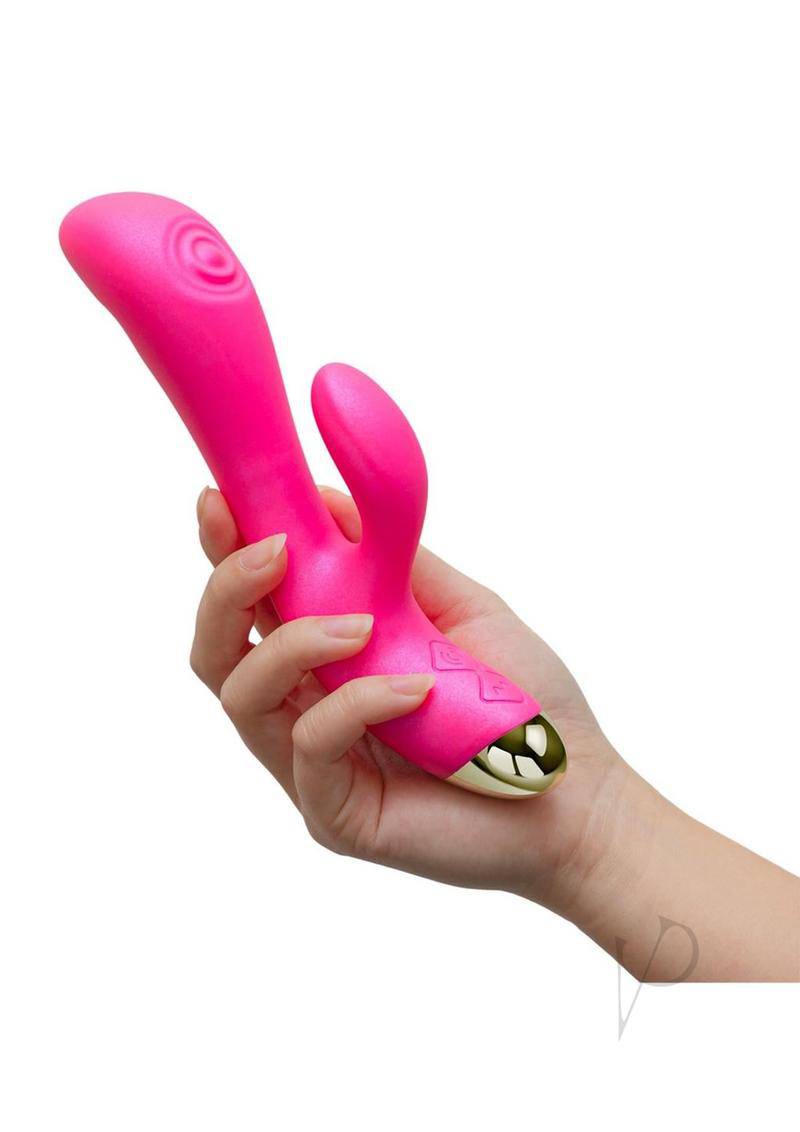 Aria Pleasin' AF Rechargeable Silicone Rabbit Vibrator - Fuchsia - Chambre Rouge