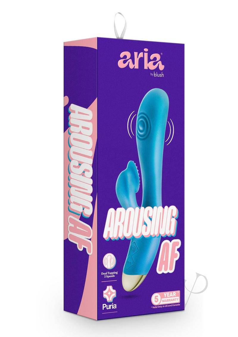 Aria Arousing AF Rechargeable Silicone Rabbit Vibrator - Blue - Chambre Rouge