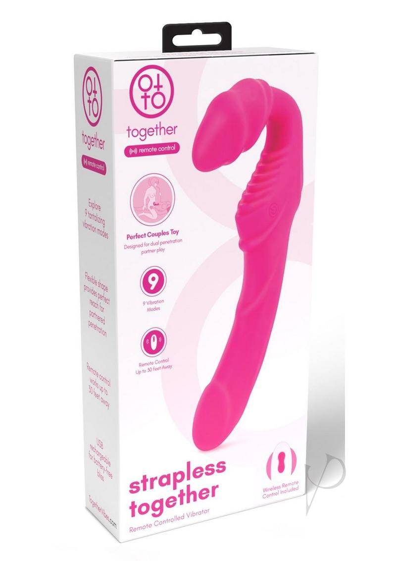 Together Toys Together Silicone Rechargeable Remote Control Strapless Strap-On Vibrator - Pink - Chambre Rouge