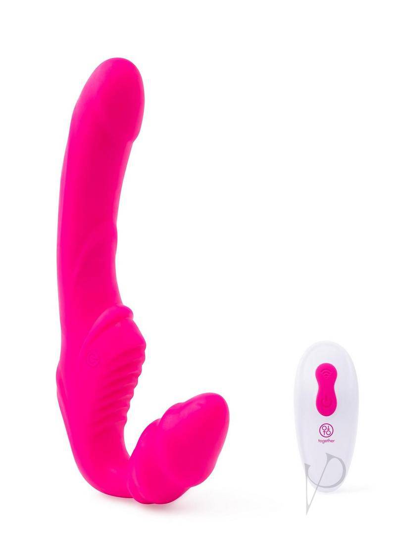 Together Toys Together Silicone Rechargeable Remote Control Strapless Strap-On Vibrator - Pink - Chambre Rouge