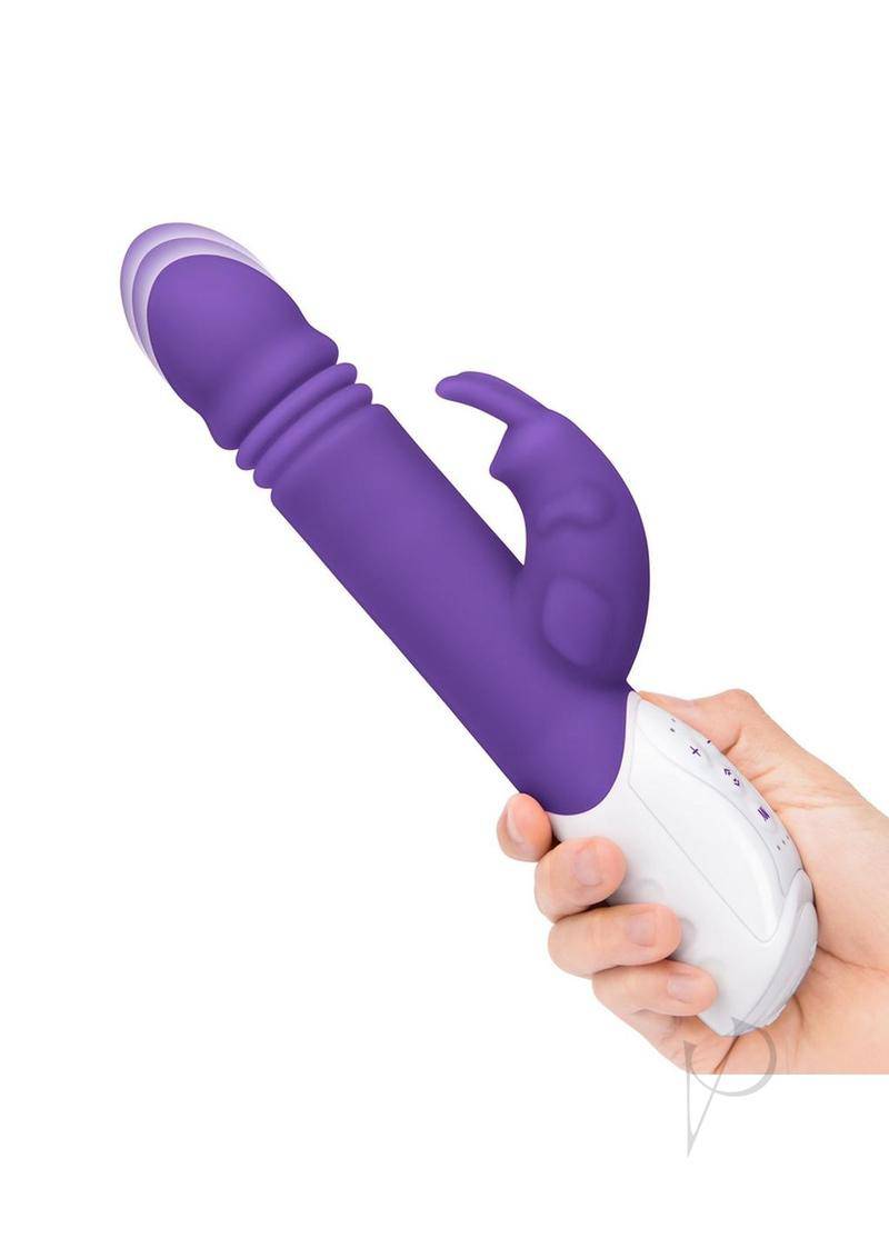 Rabbit Essentials Silicone Rechargeable G-Spot Thrusting Rabbit Vibrator - Purple - Chambre Rouge