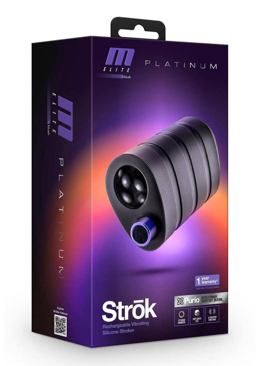 M Elite Platinum Strok Rechargeable Silicone Dual End Pussy Masturbator - Black - Chambre Rouge