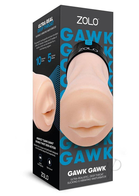 Zolo Gawk Gawk Rechargeable Silicone Vibrating Deep Throat Blowbot Masturbator - Vanilla/Black - Chambre Rouge