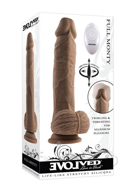 Full Monty Silicone Rechargeable Realistic Dildo with Remote 9in - Chocolate - Chambre Rouge