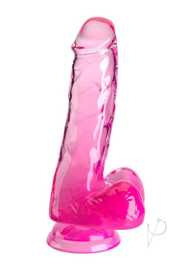 King Cock Clear Dildo with Balls 6in - Pink - Chambre Rouge