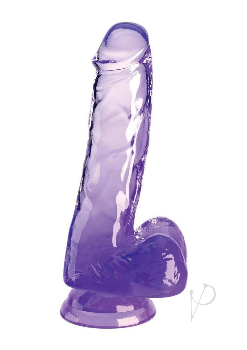 King Cock Clear Dildo with Balls 6in - Purple - Chambre Rouge