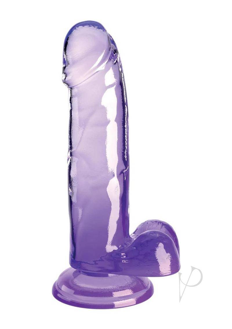 King Cock Clear Dildo with Balls 7in - Purple - Chambre Rouge