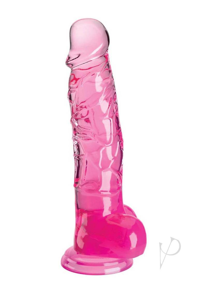 King Cock Clear Dildo with Balls 8in - Pink - Chambre Rouge