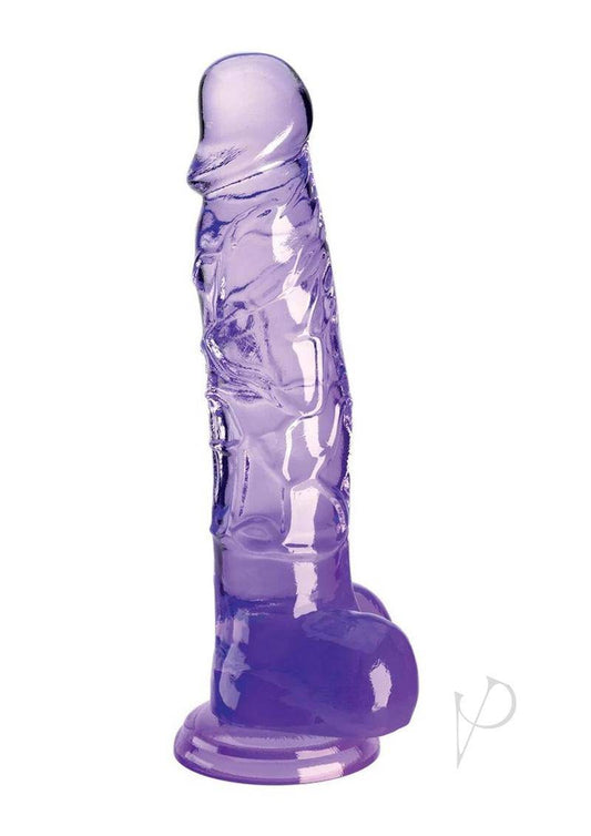 King Cock Clear Dildo with Balls 8in - Purple - Chambre Rouge