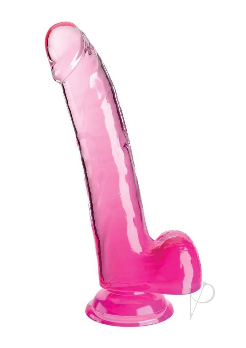 King Cock Clear Dildo with Balls 9in - Pink - Chambre Rouge