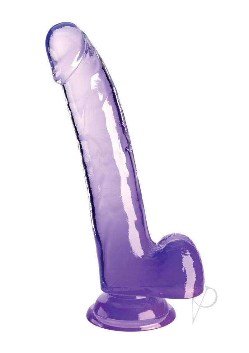 King Cock Clear Dildo with Balls 9in - Purple - Chambre Rouge