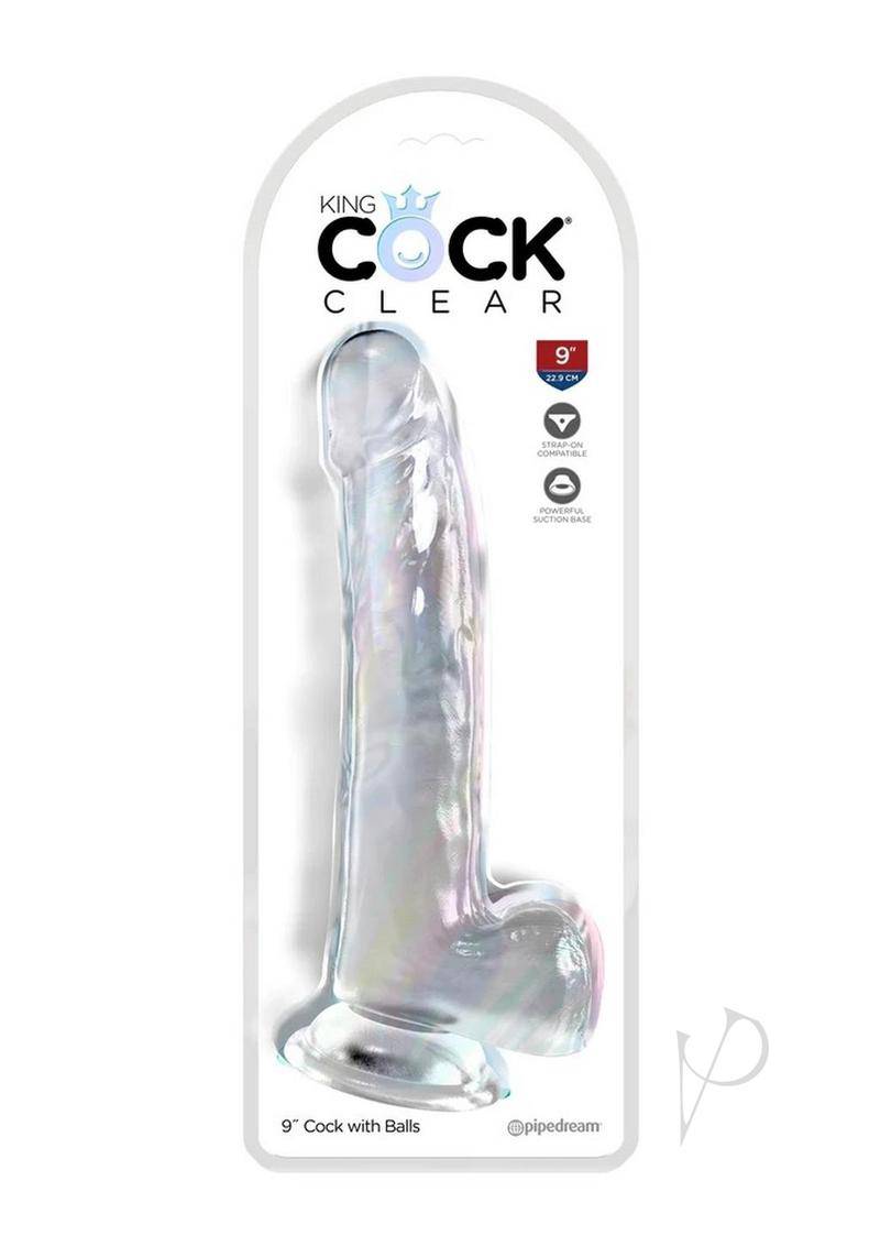 King Cock Clear Dildo with Balls 9in - Clear - Chambre Rouge