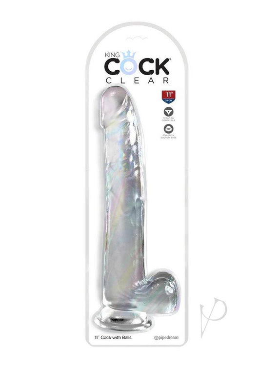 King Cock Clear Dildo with Balls 11in - Clear - Chambre Rouge