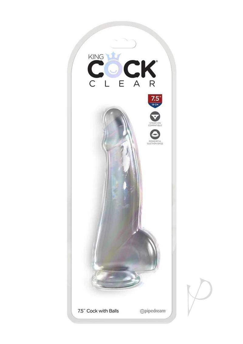 King Cock Clear Dildo with Balls 7.5in - Clear - Chambre Rouge