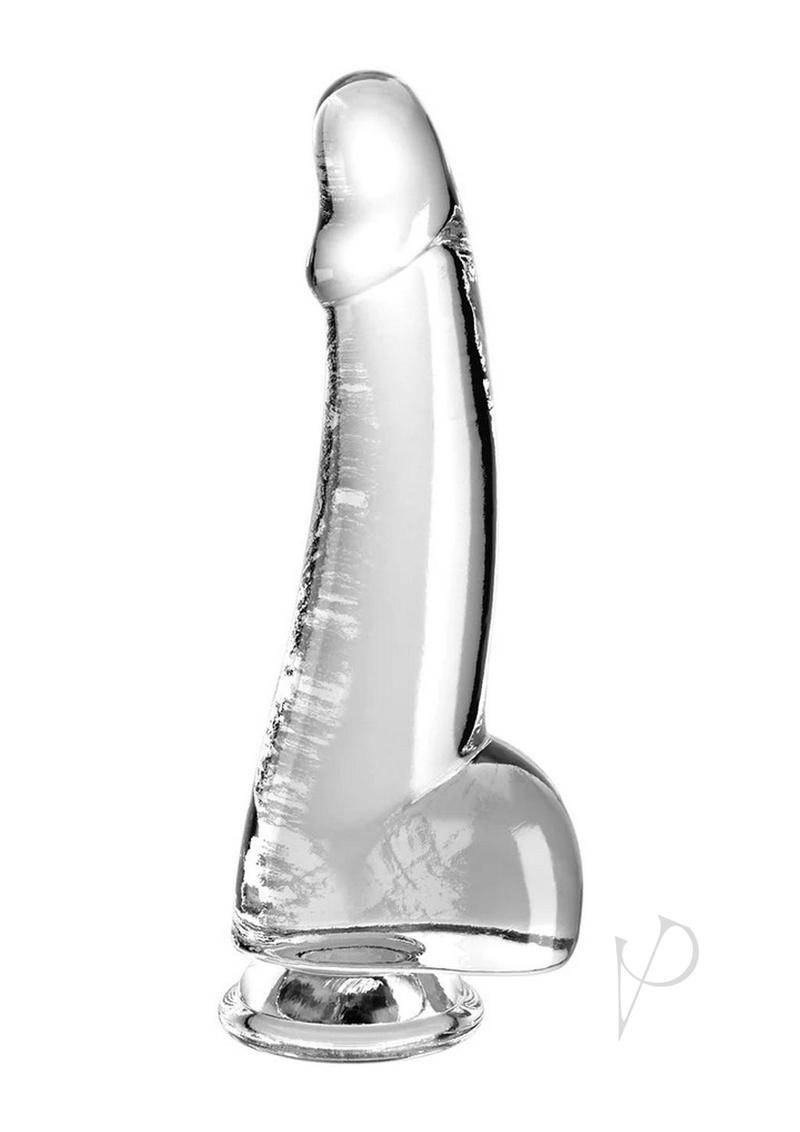 King Cock Clear Dildo with Balls 7.5in - Clear - Chambre Rouge