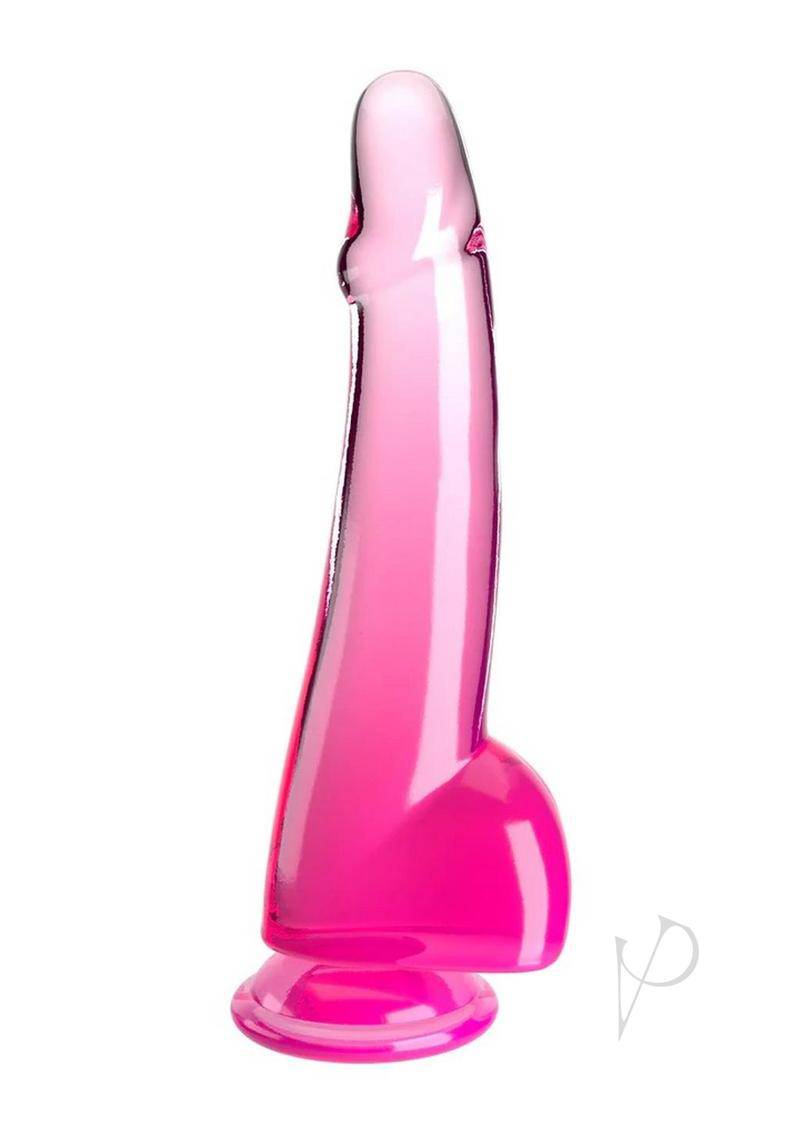 King Cock Clear Dildo with Balls 10in - Pink - Chambre Rouge