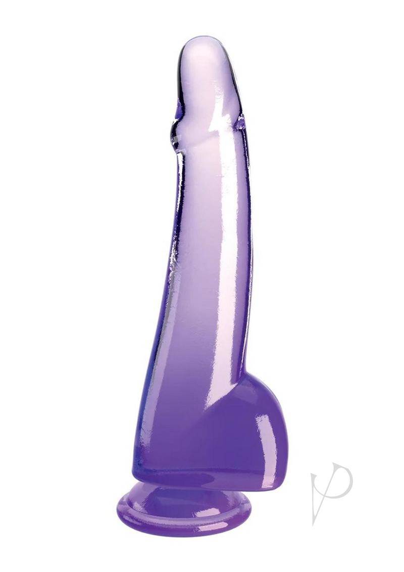 King Cock Clear Dildo with Balls 10in - Purple - Chambre Rouge