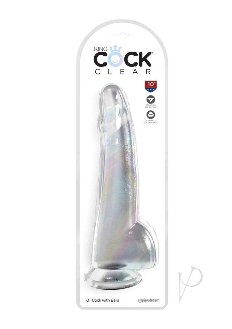 King Cock Clear Dildo with Balls 10in - Clear - Chambre Rouge