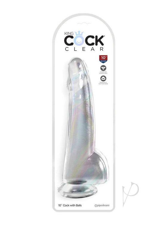 King Cock Clear Dildo with Balls 10in - Clear - Chambre Rouge