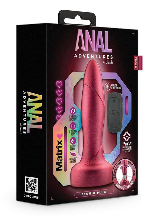 Anal Adventures Matrix Atomic Plug Rechargeable Silicone Anal Plug with Remote - Martian Wine - Chambre Rouge