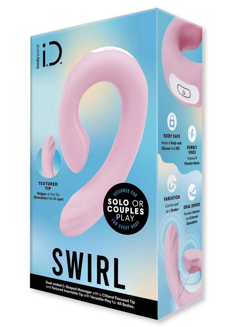 Bodywand ID Swirl Rechargeable Silicone Vibrator with Clitoral Stimulator - Pink - Chambre Rouge