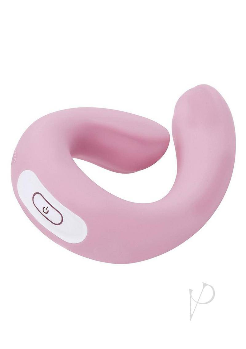 Bodywand ID Swirl Rechargeable Silicone Vibrator with Clitoral Stimulator - Pink - Chambre Rouge