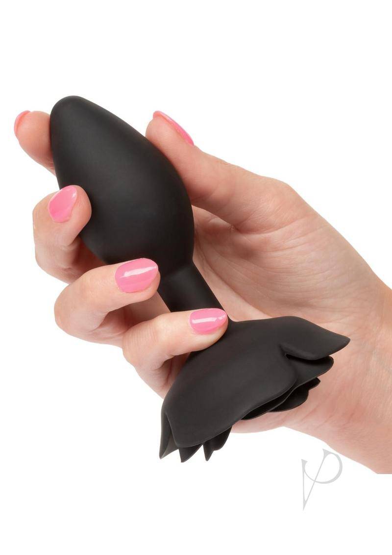 Forbidden Rose Silicone Anal Plug - Large - Black - Chambre Rouge