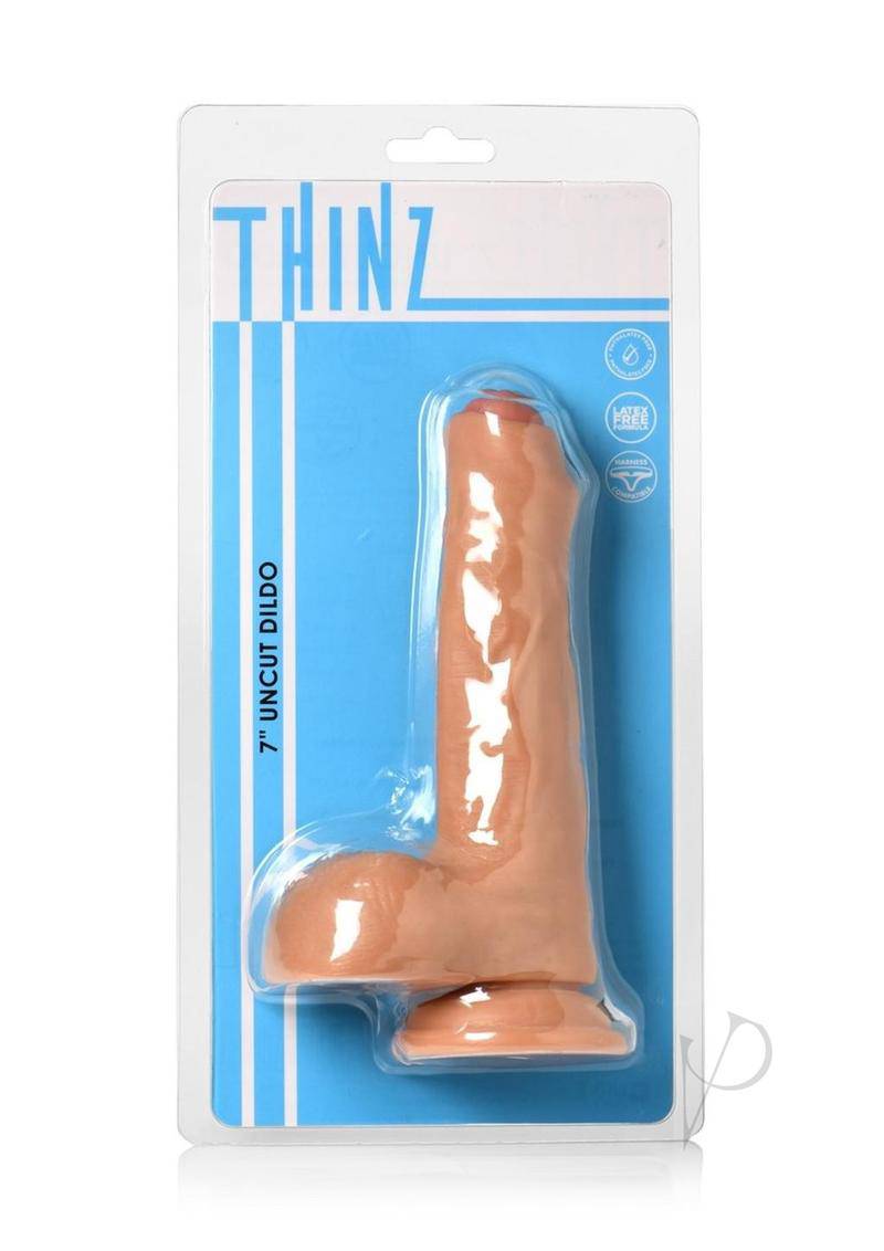 Thinz Uncut Dildo W/balls 7 Vanilla - Chambre Rouge