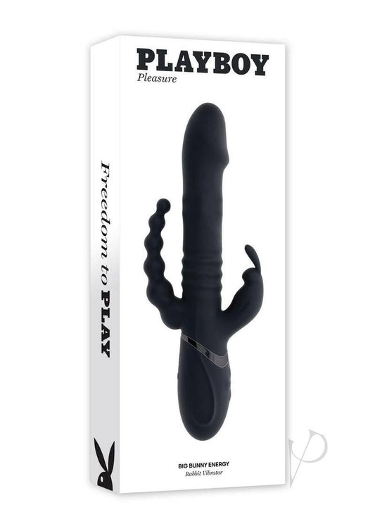 Playboy Big Bunny Energy Rechargeable Silicone Rabbit Vibrator - Black - Chambre Rouge