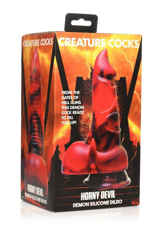 Horny Devil Demon Silicone Dildo - Red/Black - Chambre Rouge