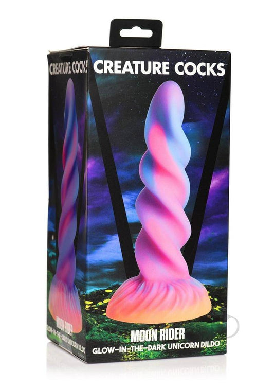 Moon Rider Glow in the Dark Unicorn Silicone Dildo - Multicolor - Chambre Rouge