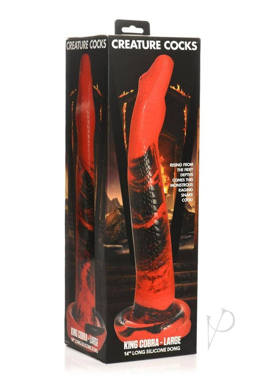 King Cobra Long Silicone Dildo Large 14in - Red/Black - Chambre Rouge