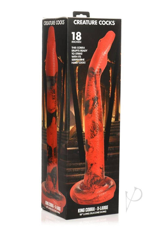 King Cobra Long Silicone Dildo XLarge 18in - Red/Black - Chambre Rouge