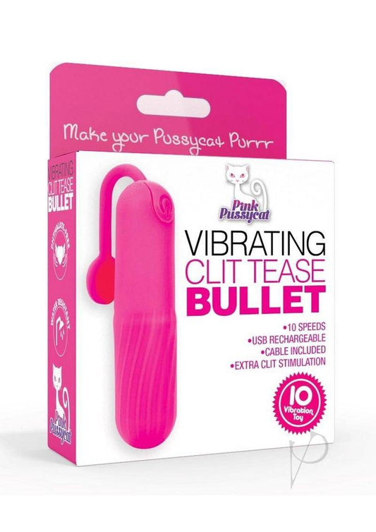 Pink Pussycat Vibrating Clit Tease Rechargeable Silicone Stimulator - Pink - Chambre Rouge