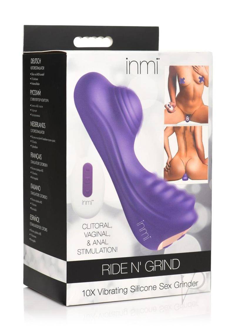 Inmi Ride N' Grind 10X Vibrating Rechargeable Silicone Grinding Clitoral Stimulator with Remote Control - Purple - Chambre Rouge