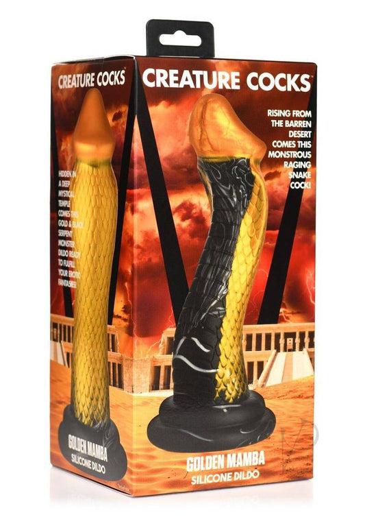 Golden Mamba Silicone Dildo - Gold/Black - Chambre Rouge