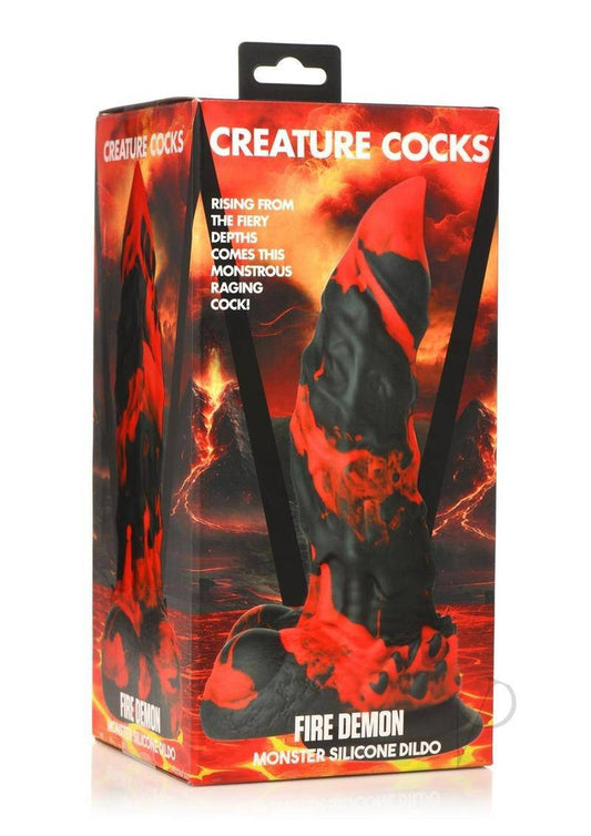Fire Demon Monster Silicone Dildo - Black/Red - Chambre Rouge