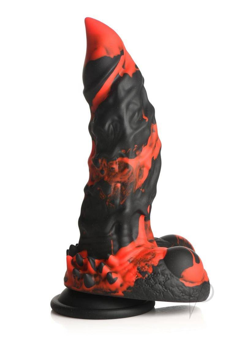 Fire Demon Monster Silicone Dildo - Black/Red - Chambre Rouge