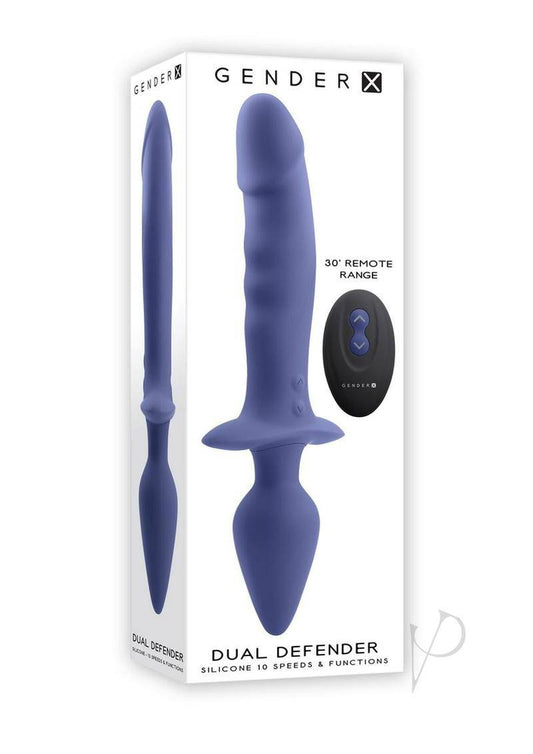 Gender X Dual Defender Rechargeable Silicone Dual Vibrator - Purple - Chambre Rouge