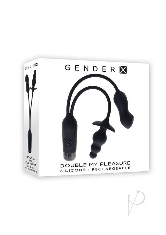 Gender X Double My Pleasure Rechargeable Silicone Dual Vibrator - Black - Chambre Rouge