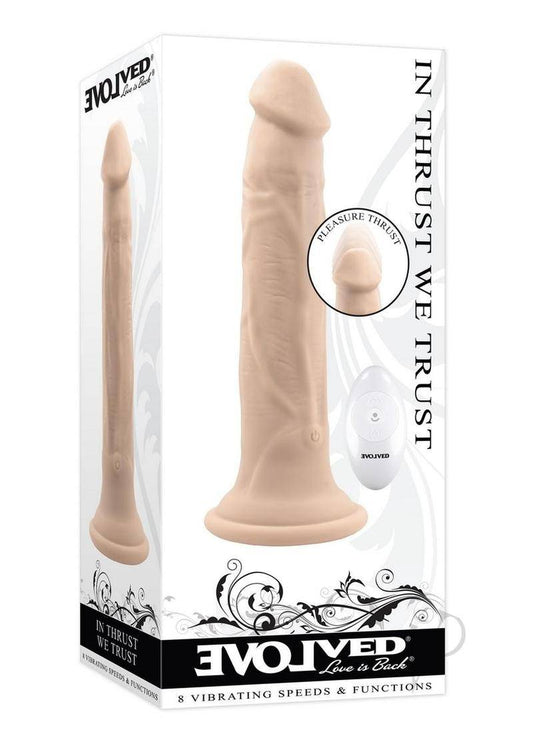In Thrust We Trust Rechargeable Silicone Dildo with Remote - Vanilla - Chambre Rouge