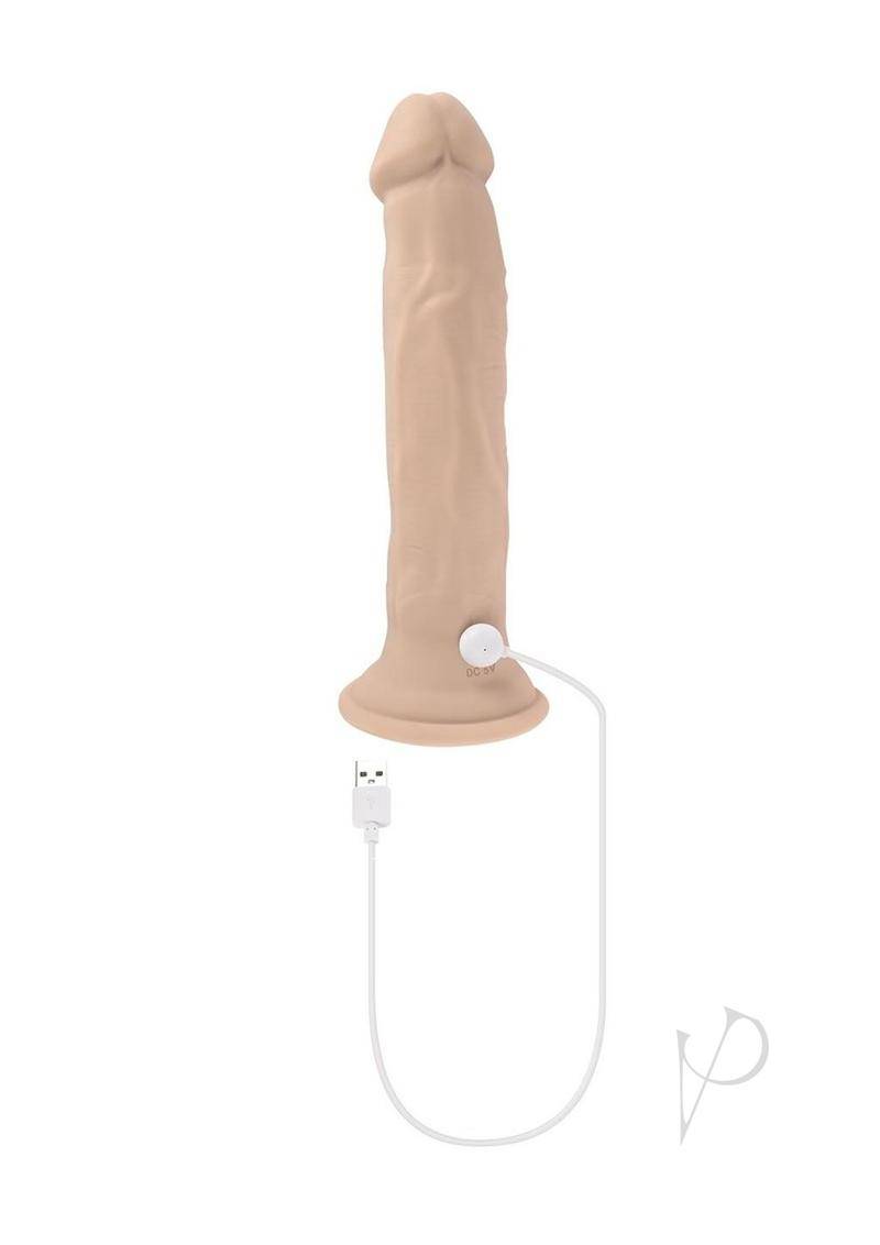 In Thrust We Trust Rechargeable Silicone Dildo with Remote - Vanilla - Chambre Rouge