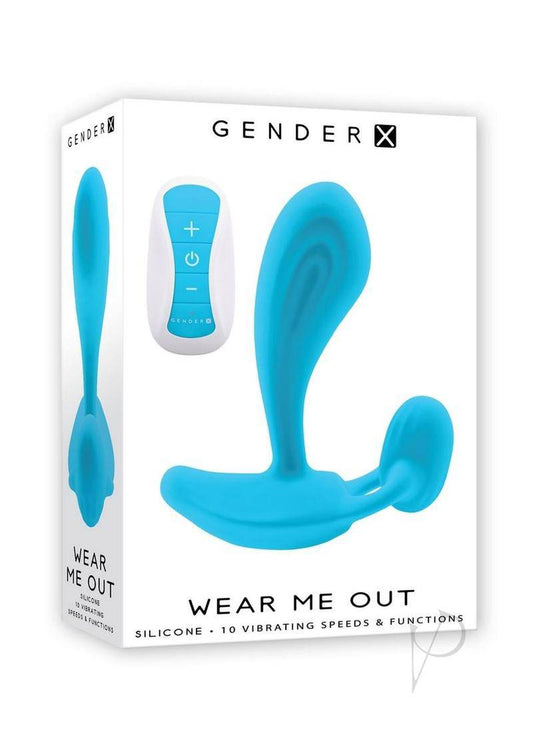 Gender X Wear Me Out Rechargeable Silicone Panty Vibe with Remote - Blue - Chambre Rouge