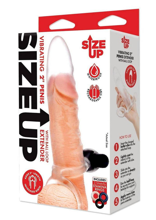 Size Up Clear View Vibrating Penis Extender 2in - Chambre Rouge