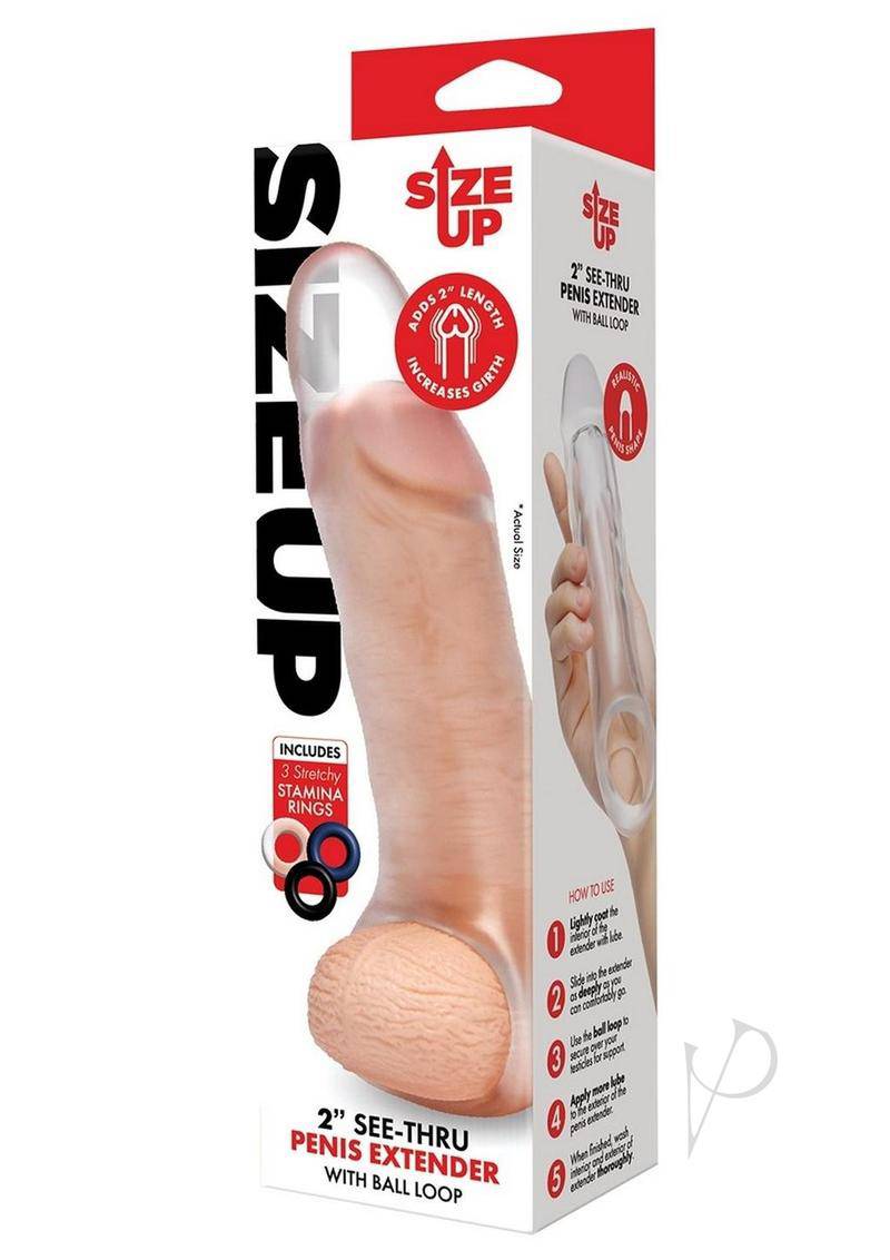 Girthy Clear View Penis Extender with Ball Loop 2in - Chambre Rouge