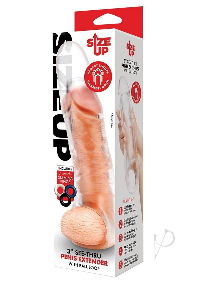 Extra Girthy Clear View Penis Extender with Ball Loop 3in - Chambre Rouge